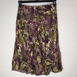 Charter Club 100%‎ Linen Purple and Green A-Line Skirt Size 6 Petite side zip
